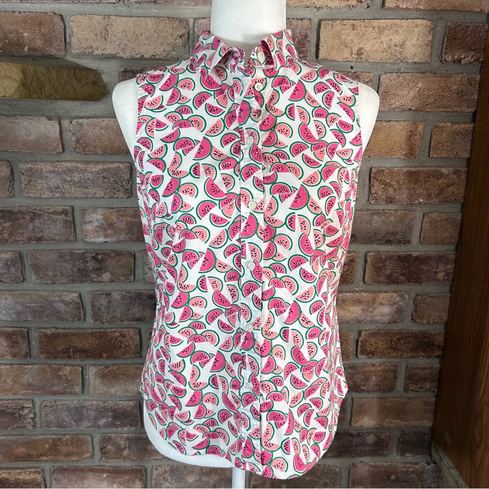 J. CREW Watermelon Print Fitted Button Down Shirt 42